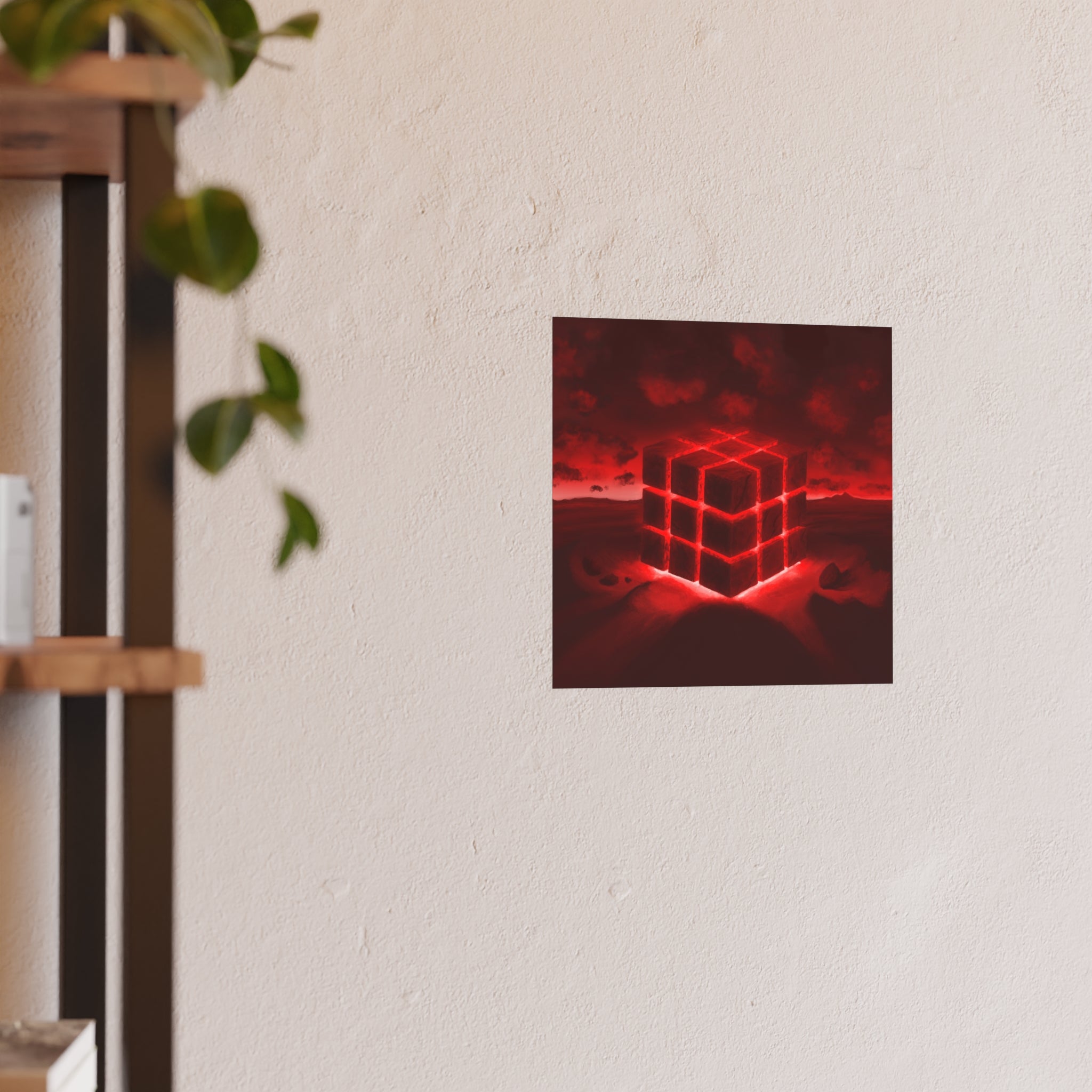 Ether Cube, Red |Poster Wall Print (Satin or Matte)