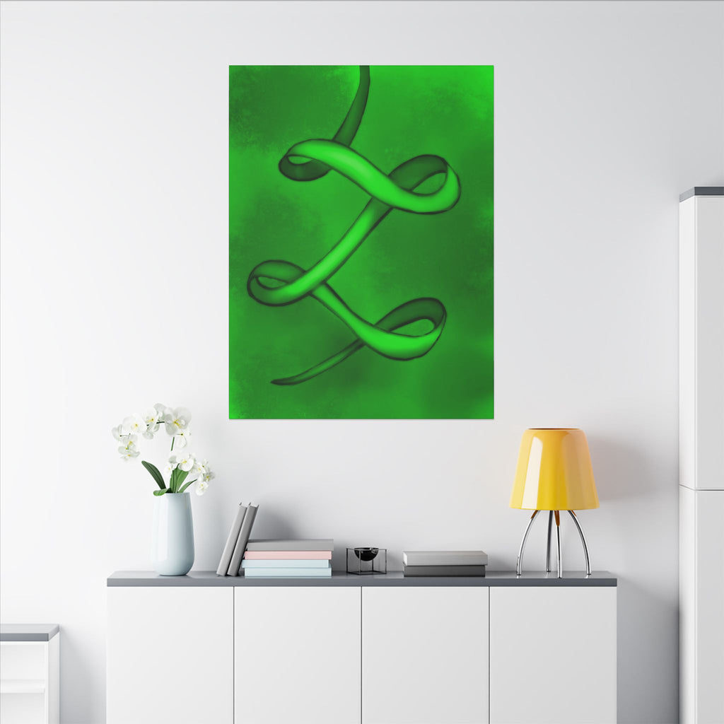 The Ribbon Dance, Green | Stretched Matte Canvas Wall Art