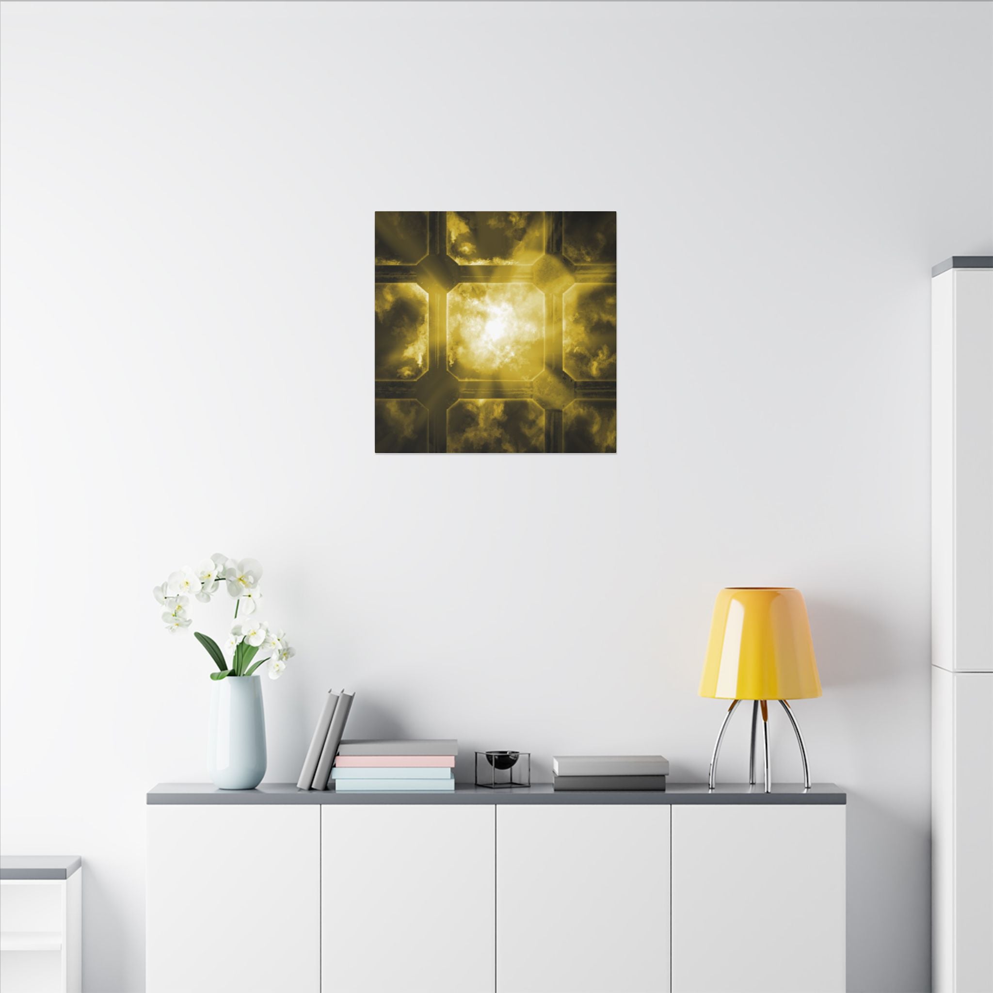 The Heavens Framework, Yellow | Stretched Matte Canvas Wall Art