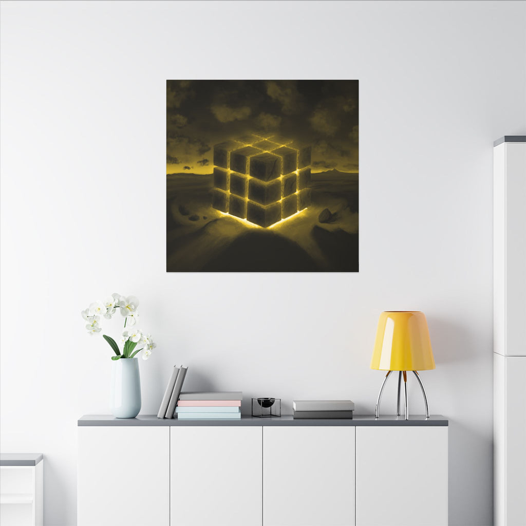 Ether Cube, Yellow | Stretched Matte Canvas Wall Art