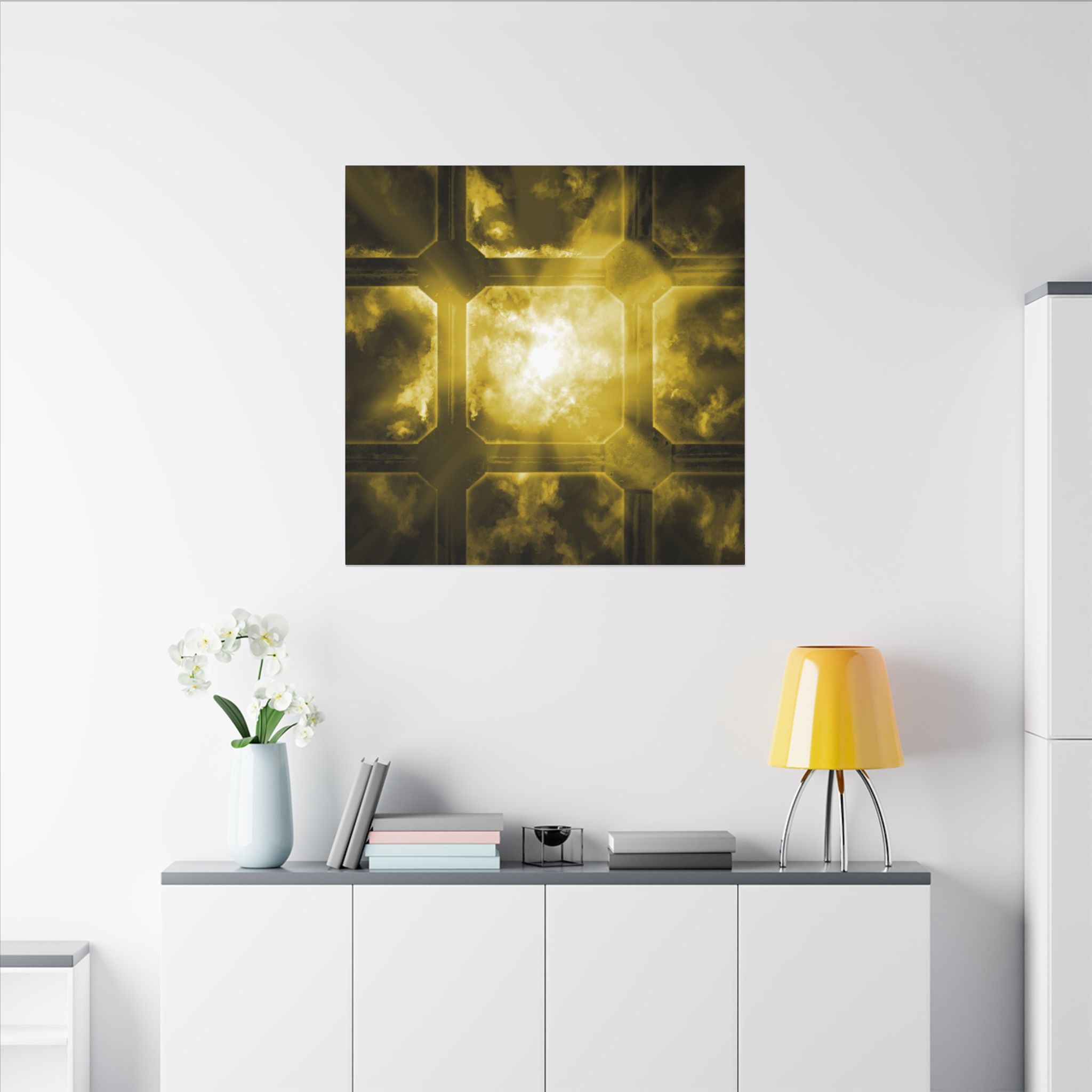 The Heavens Framework, Yellow | Stretched Matte Canvas Wall Art