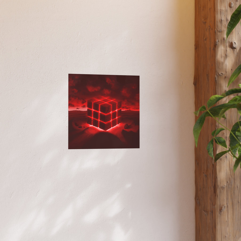 Ether Cube, Red |Poster Wall Print (Satin or Matte)
