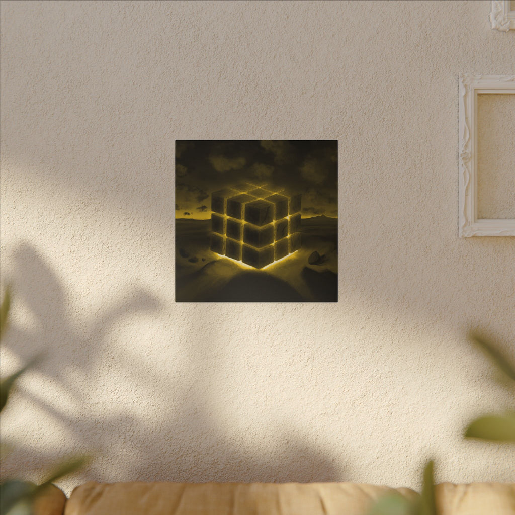 Ether Cube, Yellow | Stretched Matte Canvas Wall Art