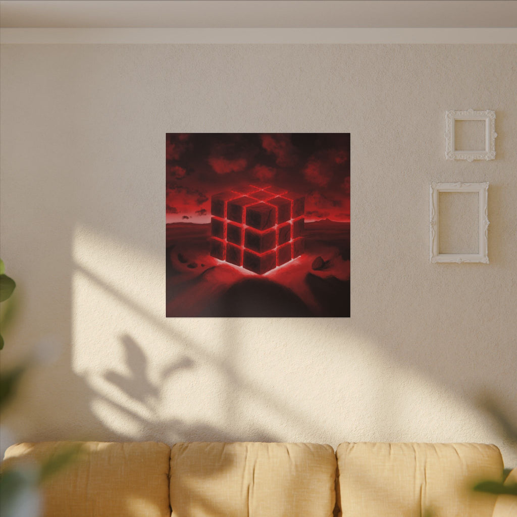Ether Cube, Red | Stretched Matte Canvas Wall Art