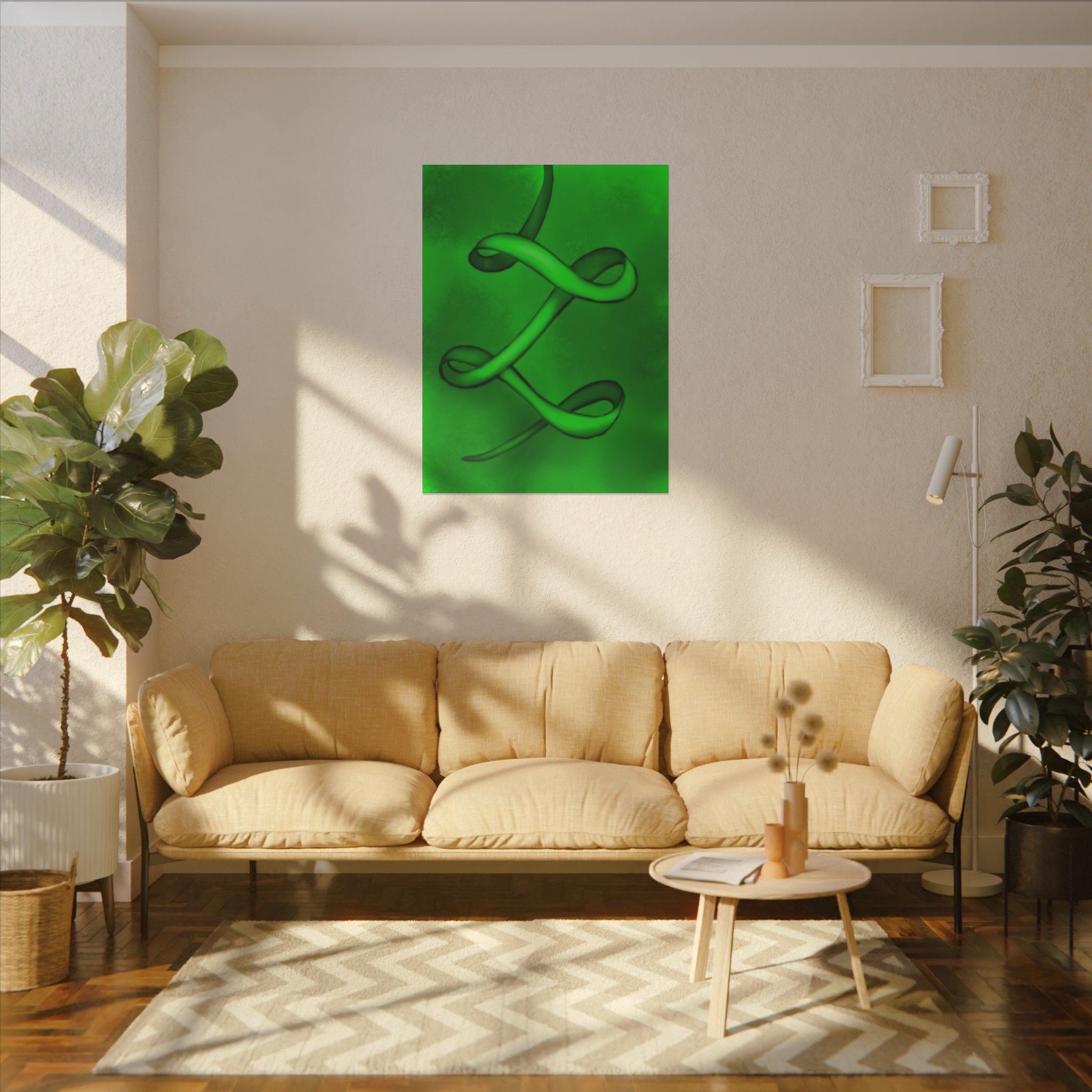 The Ribbon Dance, Green | Stretched Matte Canvas Wall Art