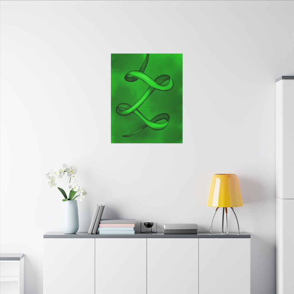 The Ribbon Dance, Green | Stretched Matte Canvas Wall Art