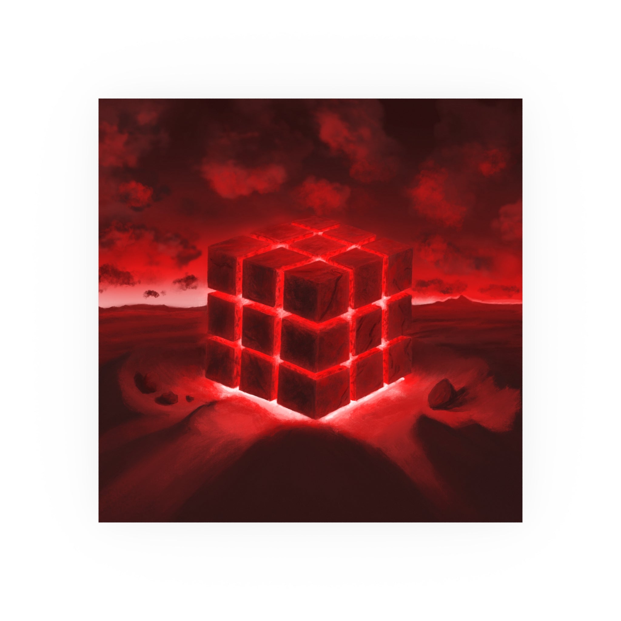 Ether Cube, Red |Poster Wall Print (Satin or Matte)