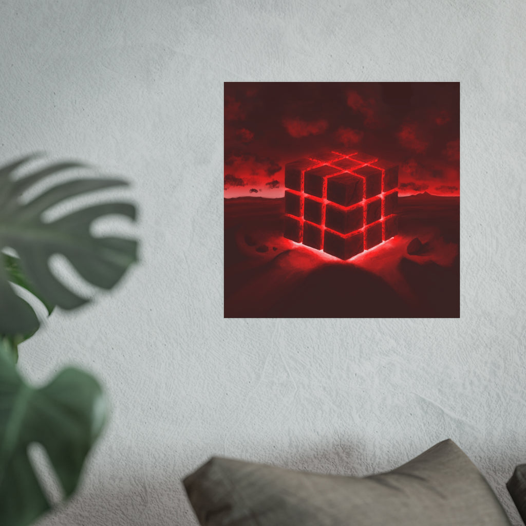 Ether Cube, Red |Poster Wall Print (Satin or Matte)