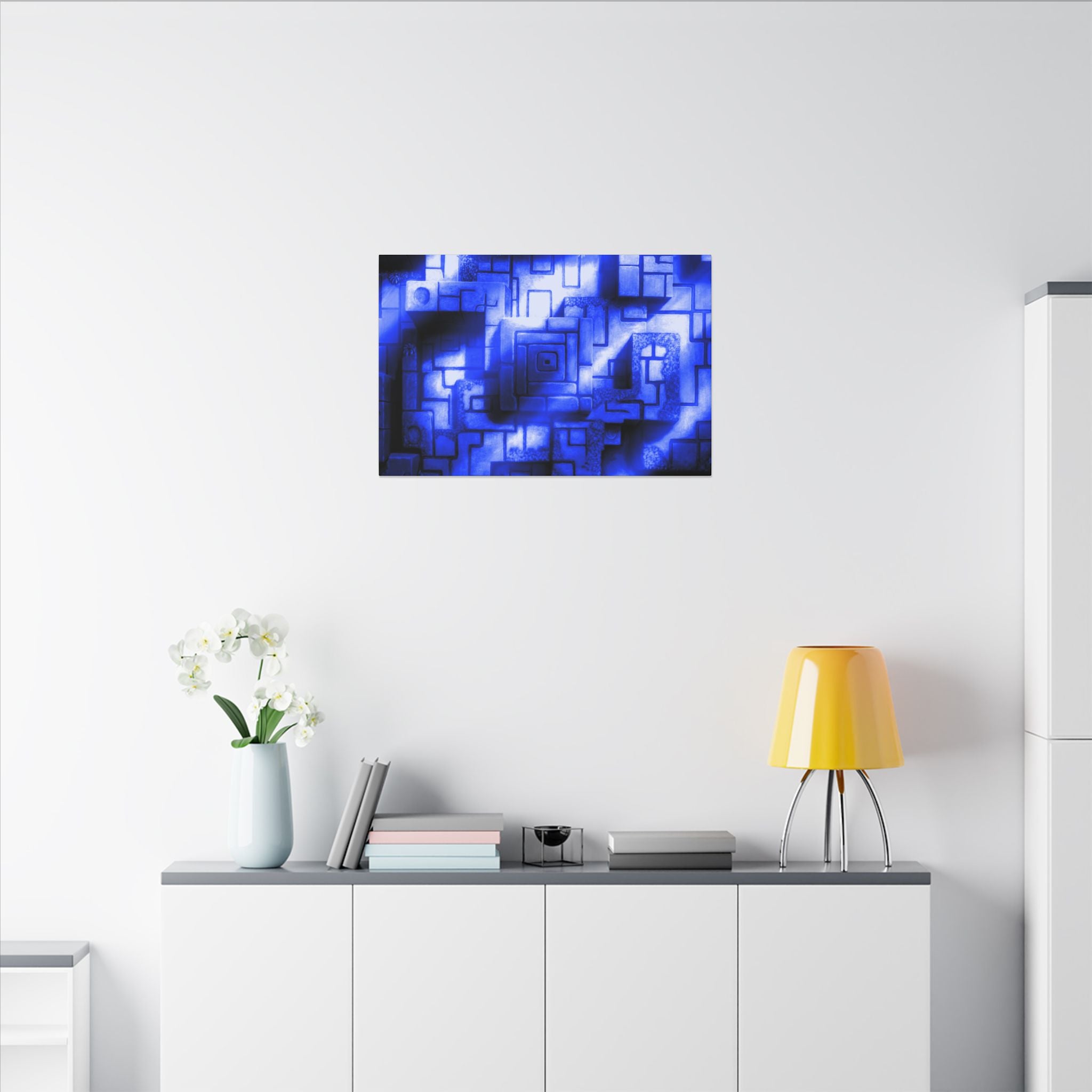 The Light Upon The Ruins, Blue | Stretched Matte Canvas Wall Art