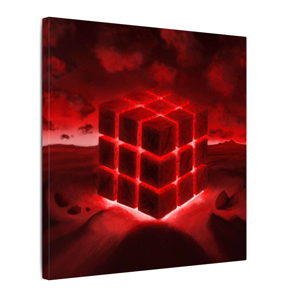 Ether Cube, Red | Stretched Matte Canvas Wall Art