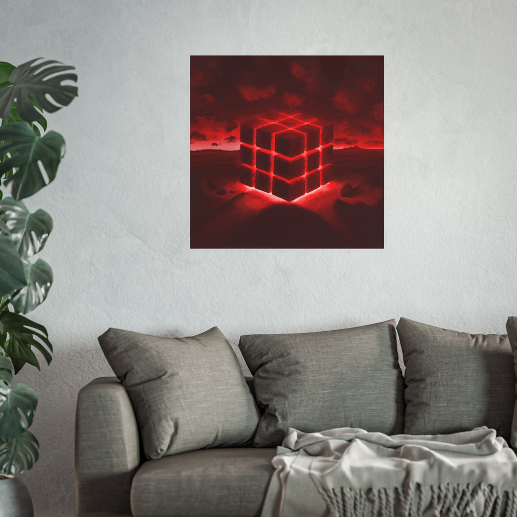 Ether Cube, Red |Poster Wall Print (Satin or Matte)