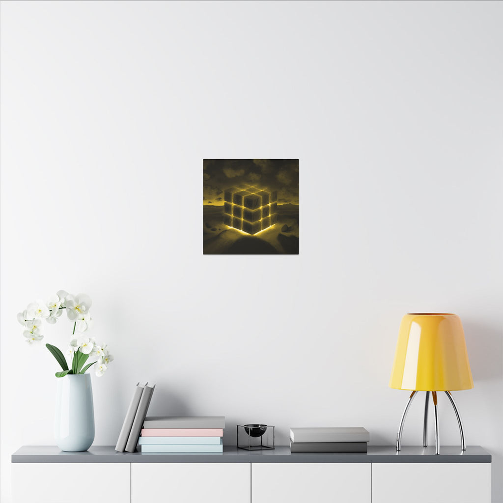 Ether Cube, Yellow | Stretched Matte Canvas Wall Art