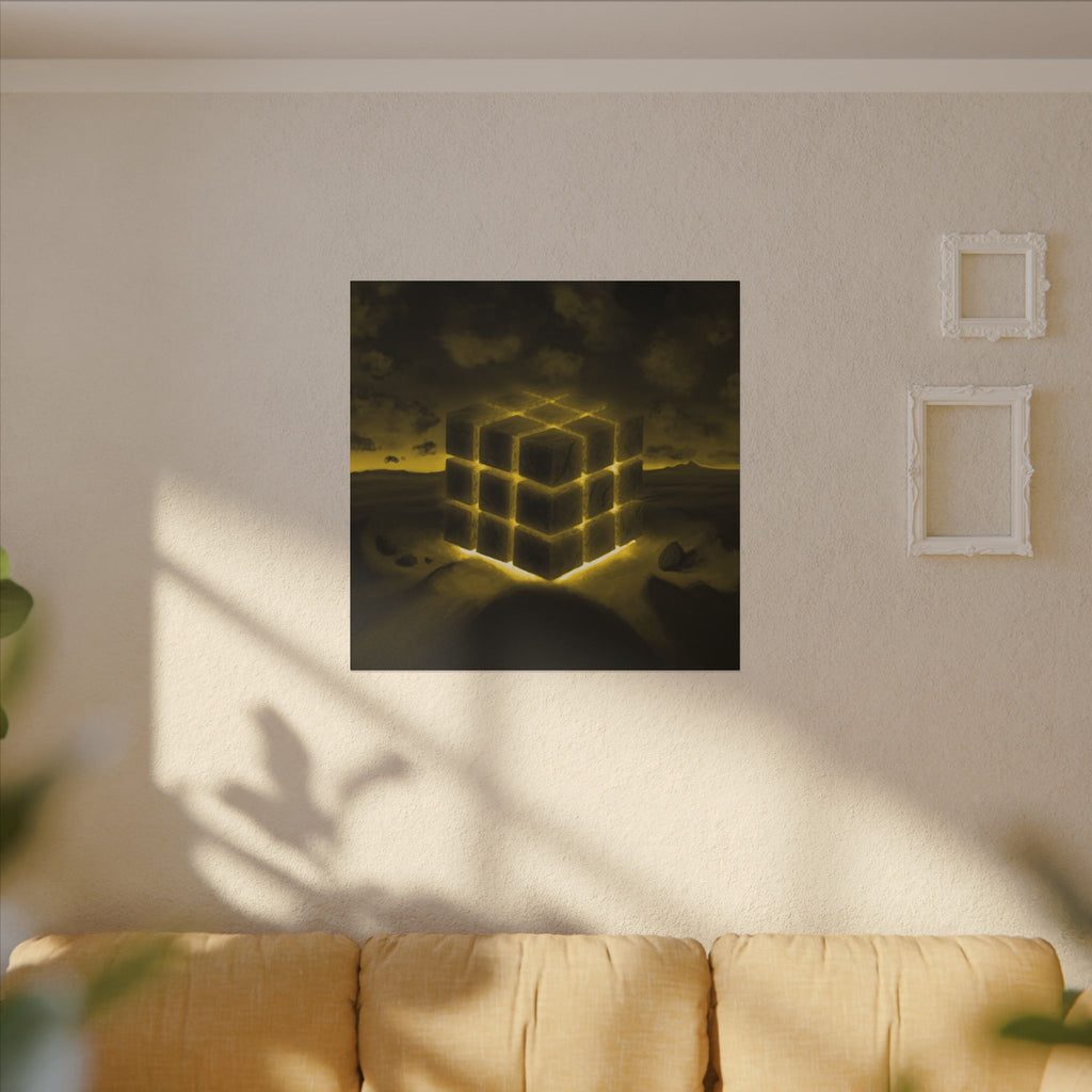 Ether Cube, Yellow | Stretched Matte Canvas Wall Art