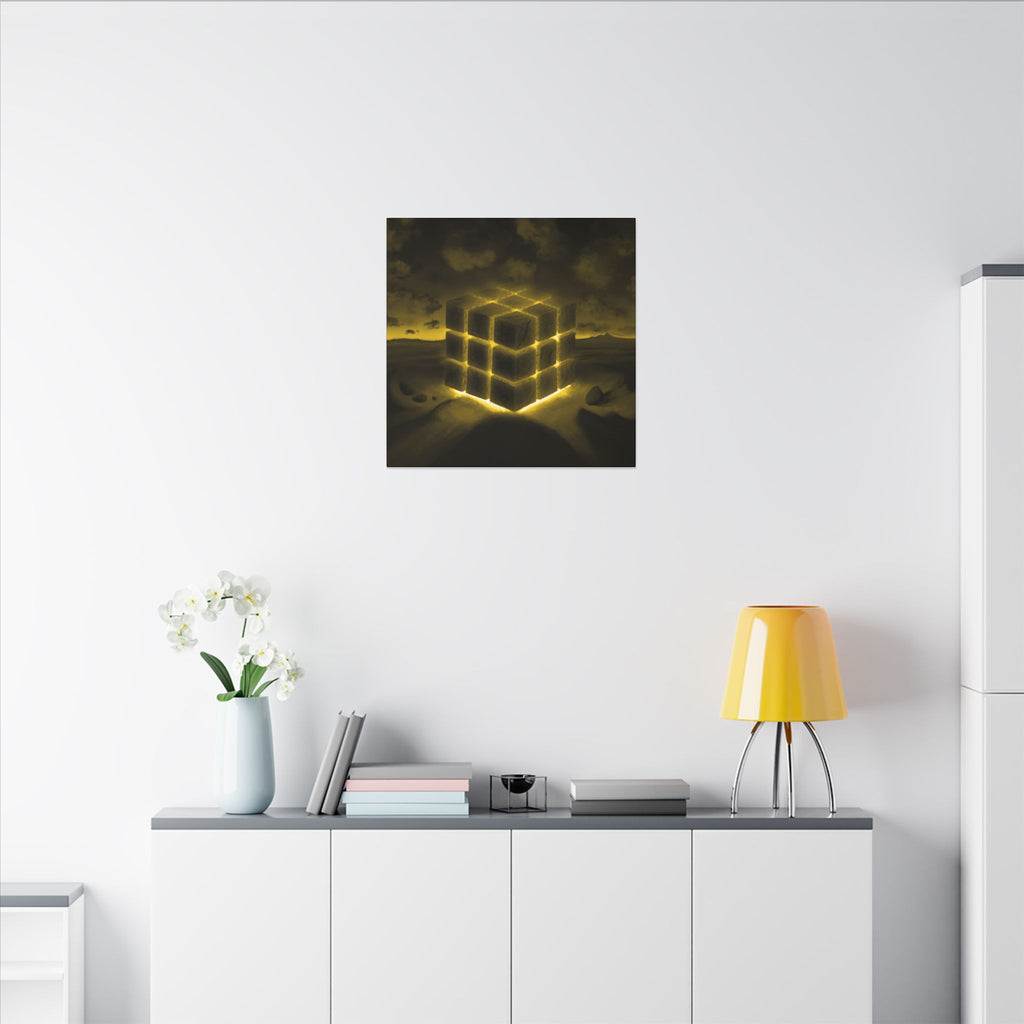 Ether Cube, Yellow | Stretched Matte Canvas Wall Art