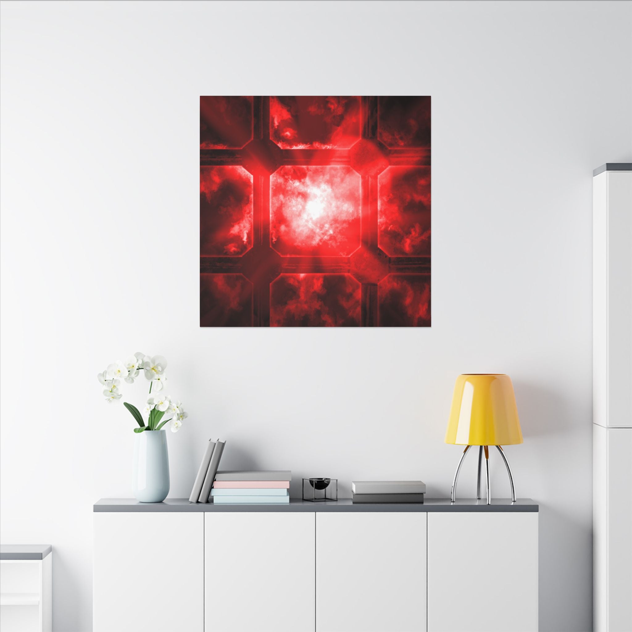 The Heavens Framework, Red | Stretched Matte Canvas Wall Art