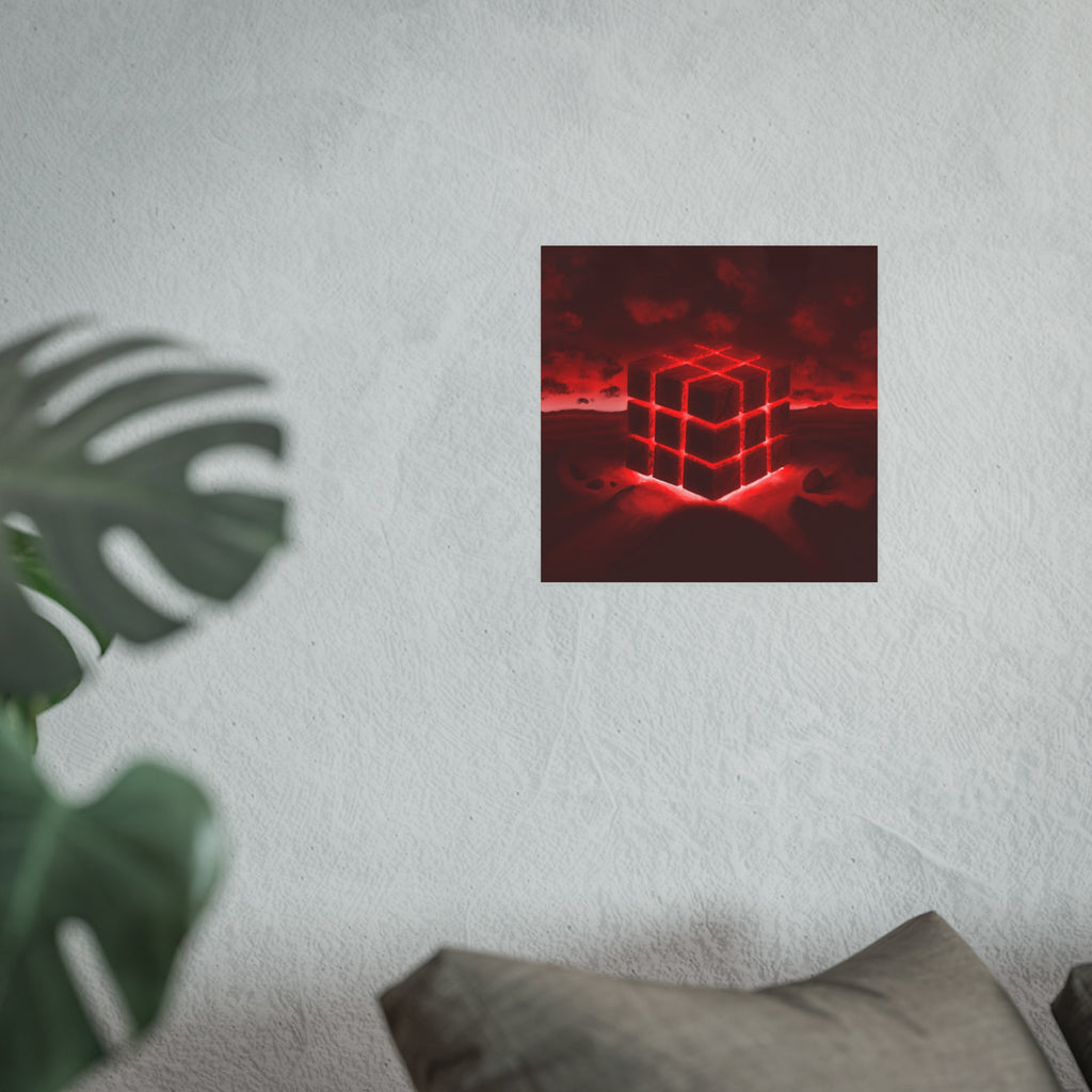 Ether Cube, Red |Poster Wall Print (Satin or Matte)