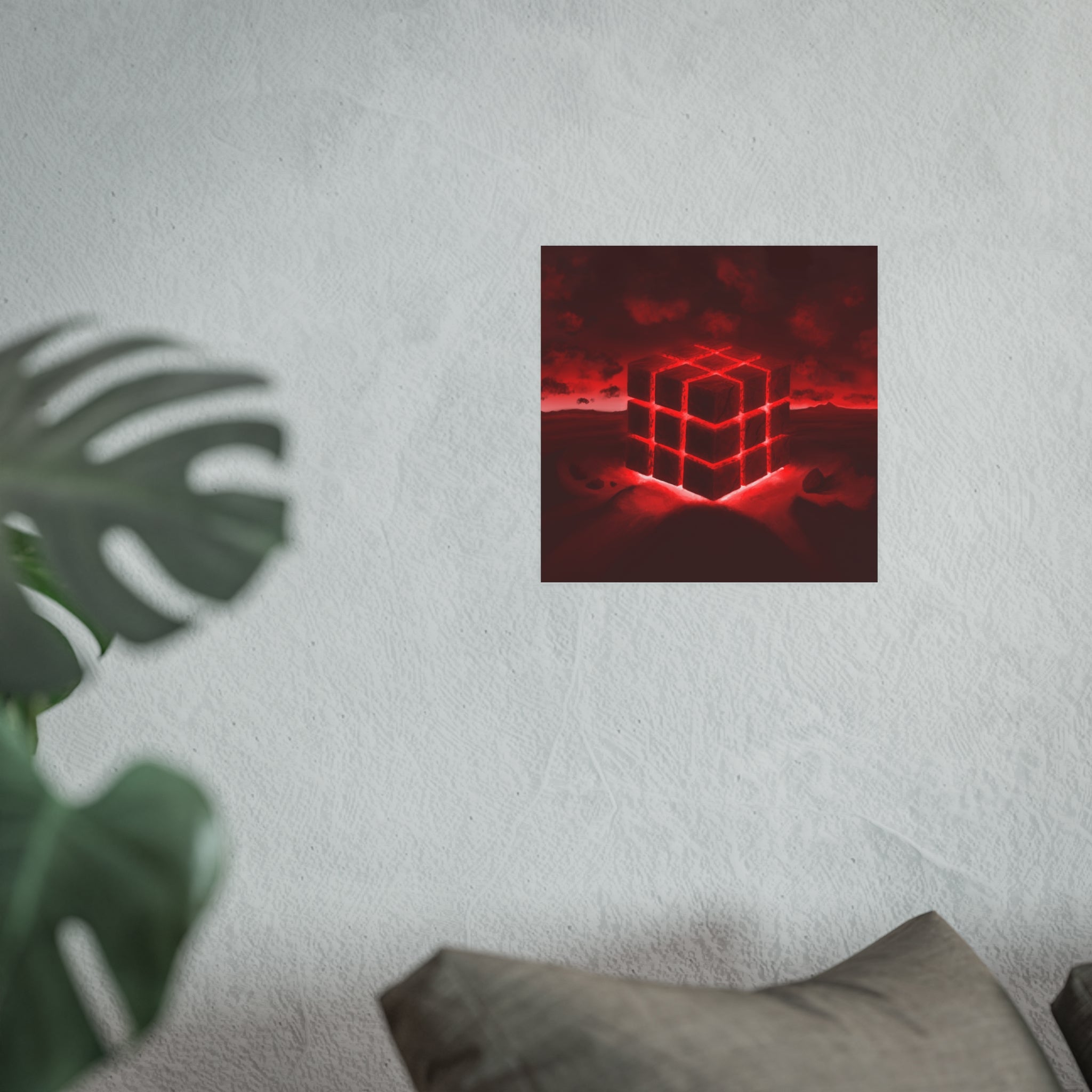 Ether Cube, Red |Poster Wall Print (Satin or Matte)