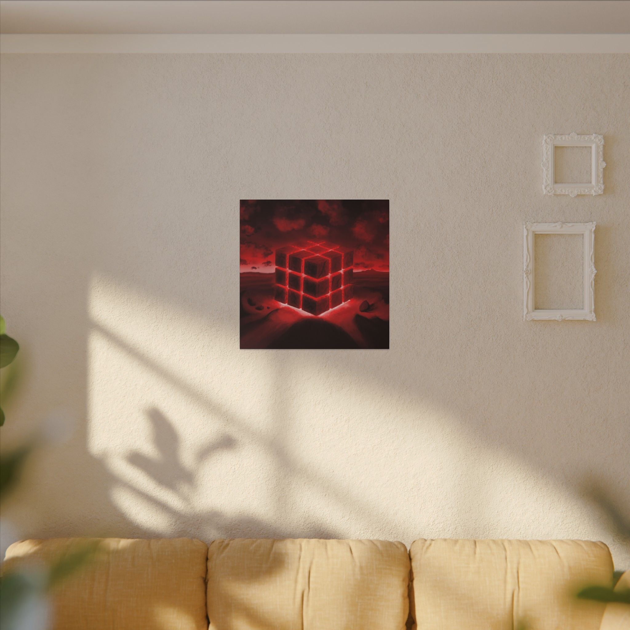 Ether Cube, Red | Stretched Matte Canvas Wall Art